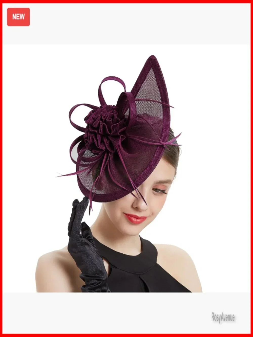 Fascinator Hat with Feathers and Mesh for Tea Party and Cocktail Events